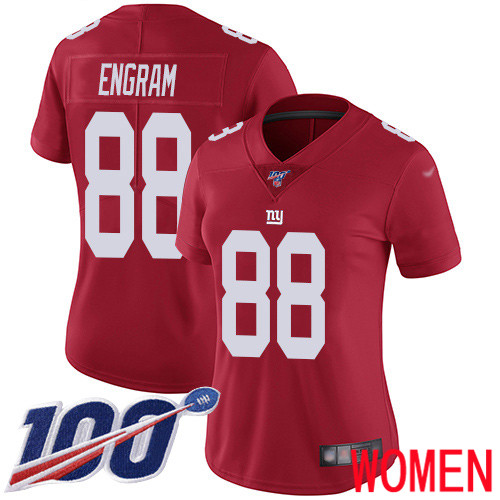 Women New York Giants 88 Evan Engram Red Limited Red Inverted Legend 100th Season Football NFL Jersey